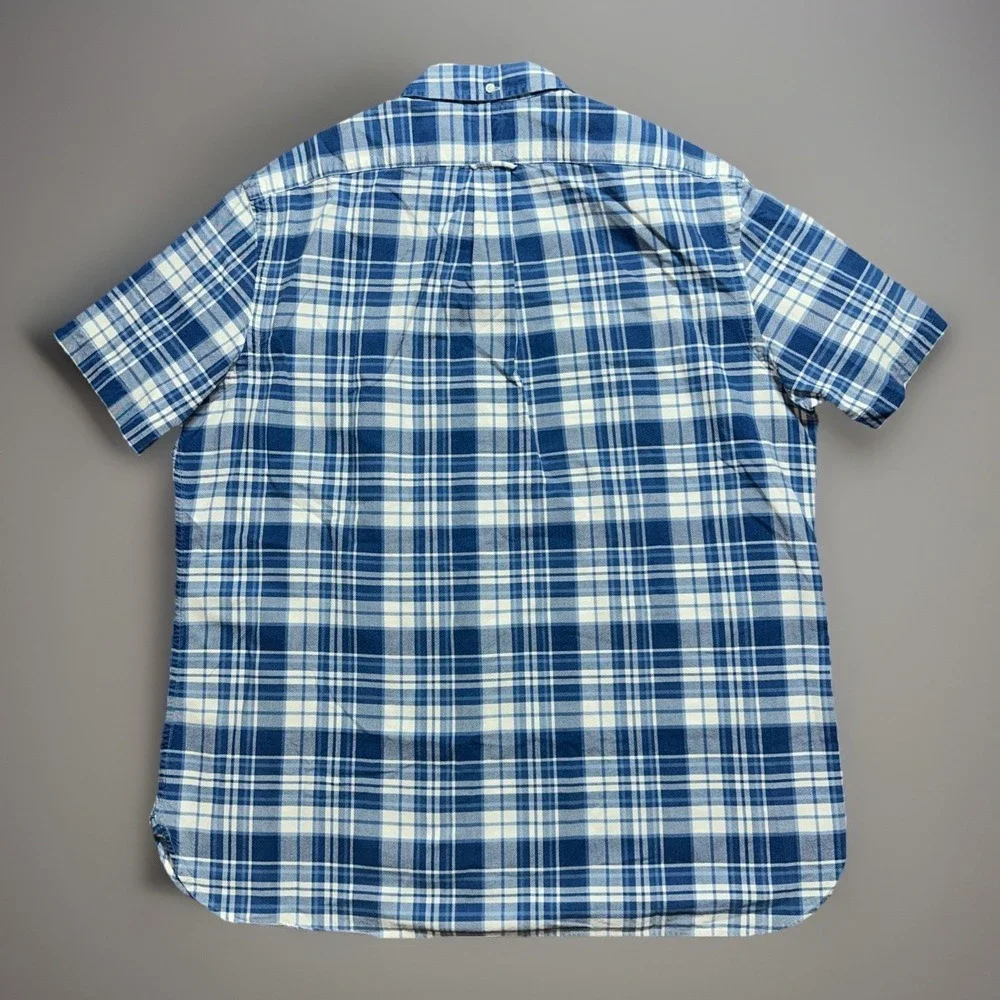 Polo Ralph Lauren Shirt Mens Sz XL Indigo Oxford Button Down Plaid Short Sleeve